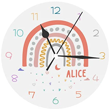 Personalisierte Regenbogenuhr, Personalisierte Regenbogen Uhr mit Name, Benutzerdefinierte Kindertag Geburtstagsgeschenke für Kinder, Baby, Personalisierte Regenbogenuhr für Babyzimmer Schlafzimmer