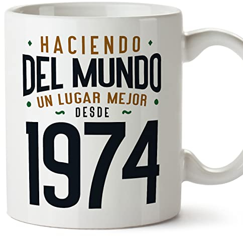 MUGFFINS Tazas 1974 Cumpleaños - En Español - Haciendo del Mundo un Lugar Mejor - 11 oz / 330 ml - Regalo original y divertido