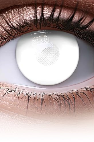 MERALENS Halloween farbige Kontaktlinsen weiß BLIND ZOMBIE, 2 Stück (1 Paar), Ohne Sehstärke, ACHTUNG: Nur 60% Sehvermögen, farbig weisse Tageslinsen, Kontaktlinse, leicht einzusetzende weiße Linsen