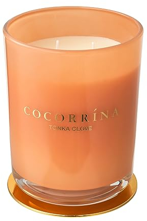 Cocorrína Candle Duftkerze im Glas - Tonka Gewürznelke, Brenndauer bis zu 46 Stunden mit 2 Dochten, Natürliche Soja-Kerze, Weihnachten Geschenk Kerze, 420g