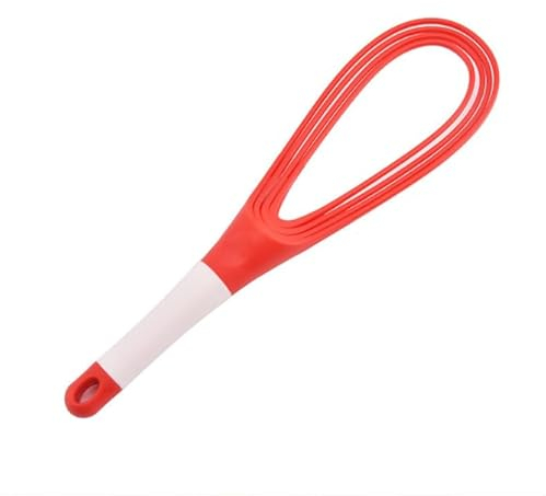 Twist Whisk 2-in-1 Balloon e frusta piatta in filo di acciaio rivestito in silicone, 29,2 cm, multicolore (rosso)