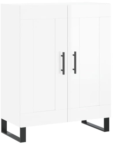vidaXL Sideboard, Kommode mit viel Stauraum, Mehrzweckschrank Anrichte für Wohnzimmer, Schrank Beistellschrank, Modern, Hochglanz-Weiß Holzwerkstoff