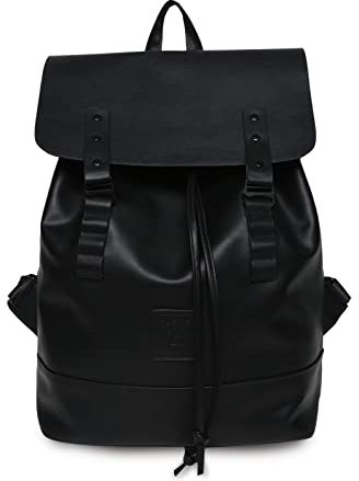 FANDARE Carry On Bag Travel Backpack Laptop Backpack College Daypack for Men Women PU Leather Hand Luggage Shoulder Bag Business Travel for Outdoor Travel University Hiking Bookbag Black