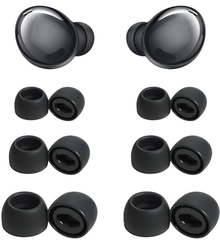 6 Pairs Black Replacement Ear Tips for Galaxy Buds Pro, Silicone Earbuds Cap Compatible with Samsung Galaxy Buds Pro SM-R190 Non-Slip Rubber Eartips Noise-Reducing Earplugs with filter (S/M/L)