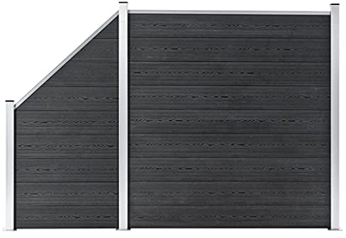 NITCA WPC Zaun-Set Quadratisch + Schräg Sichtschutzzaun Windschutz 273x186 cm Zaunelement Set Grau Komplettset Gartenzaun