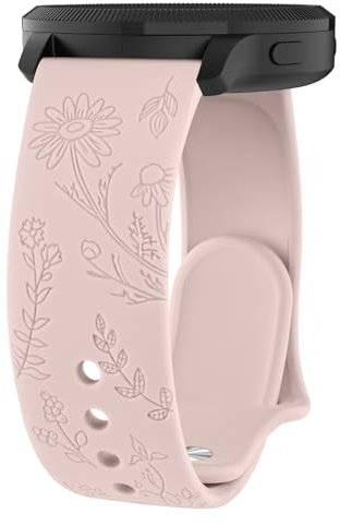 Wanme Cinturino Inciso Fiori per Garmin Venu/Venu Sq/Venu Sq 2/Venu 2 Plus/Garmin Vivoactive 3/Vivoactive 5 Donna, Cinturino di ricambio per Garmin Venu/Venu Sq (Garmin 20 mm, Rosa)