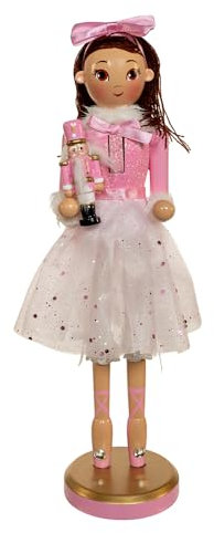 Kurt Adler Ballerina Nussknacker, 30,5 cm, Pink Clara mit brünettem Haar