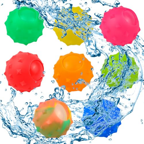 Globos de Agua Reutilizables 16 Piezas Bolas de Agua Recargables Rapido Globo de Agua in Silicona Juego de la Batalla del Agua para Niños Fiestas Cumpleaños Playas Piscina