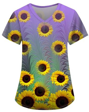 Saymany Kasack Damen, Pflegekittel Kasak Damen Medizinische Berufsbekleidung Basic Shirt Damen Kasacks Damen Pflege, Berufsbekleidung Pflege Damen Arbeitskleidung & Uniformen(1-Purple,XL