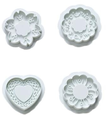 Set di 4 formine per biscotti a forma di cuore e fiore, stampini per biscotti pressabili, strumento da forno, facile da pulire, per biscotti