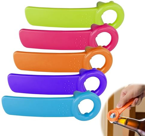 5 Pièces Ouvre Bocaux, ABS Ouvre Bocaux Manuel, Surface Lisse, Conserve Ouvre 5 Couleurs, Convient pour la Cuisine, le Bar, le Restaurant et Comme Accessoire Pratique de Camping et de Barbecue
