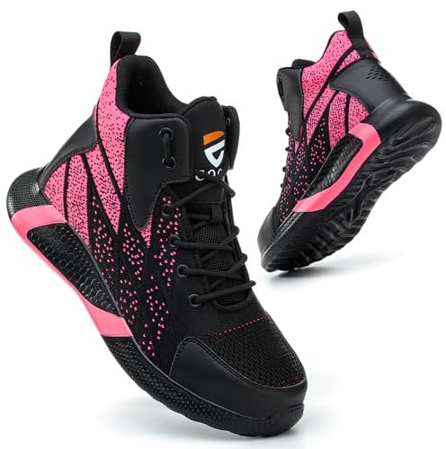 COOU Chaussures de Sécurité Hommes Femme Légère Basket de Securite Montante Respirante Confortable Chaussures de Travail Embout Acier Protection Rose 41