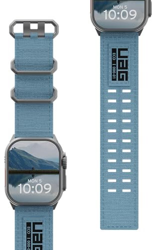 URBAN ARMOR GEAR UAG Designed for Apple Watch Band 49/46/45/44mm iWatch Series Ultra 2/Ultra/4-10/SE 2/SE Nato Eco, Secure Buckle Closure Nylon Wide Replacement Strap, Cloud Blue