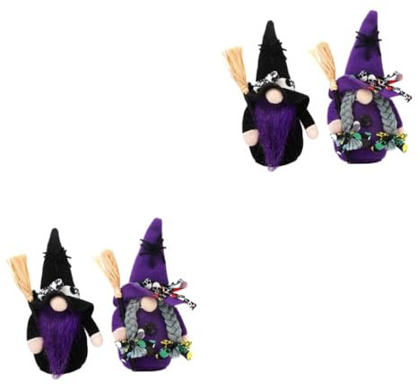 TOPBATHY 4 Stück Halloween-Puppe Halloween-zwergpuppen Bauernzwerg -hexenzwerge -wohndekoration Süßes Oder Saures Puppe Gefüllte Zwerge Hexendekor Plüsch Violett