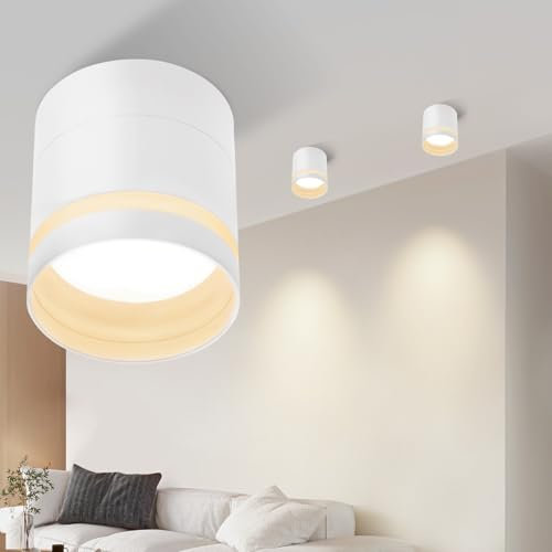 ZMH Aufbauspot LED Aufbaustrahler Weiß - Deckenstrahler 5W Acryl Warmweiß Spot Aufbauleuchte mit GX53 Rund Klein Flach Deckenspot 3000K Aufputz Strahler Deckenlampe für Flur Wohnzimmer Schlafzimmer