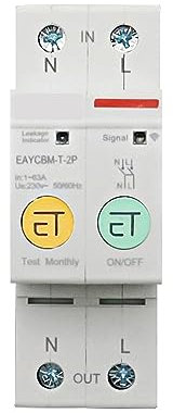 Interruttore Magnetotermico, 2P TUYA APP Smart Energy Consumo di energia Contatore KWh Interruttore Relè temporale Interruttore Protezione dalla tensione di dispersione(10A)