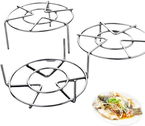 Stainless Steel Round Steam Rack 3PCS Multi-Purpose for Instant Pot, Air Fryer, Oven - Tall Rack for Cooking, Roasting, Baking Easy Storage