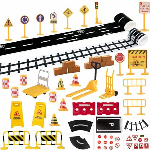Panneau de Signalisation Jouet, 45pcs Panneaux de Signalisation Enfants, Panneaux Signalisation Chantier, Mini Panneaux de Signalisation, Accessoire pour Enfants Cognitive