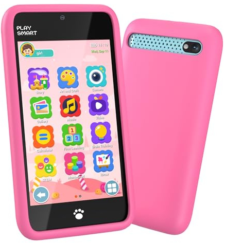 MOMILLA Kids Toys Smart Phone for Girls, 3.97 Toddler Cell Phone with Dual Cameras, 200+ Games, 16GB Storage, Educational Mini Play Toy, Christmas Birthday Gifts for Kids Age 3-10