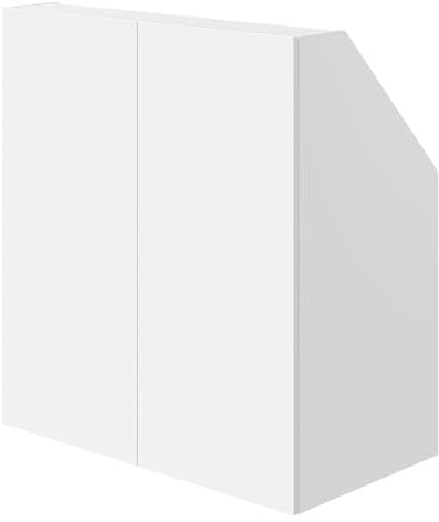 Bellamio Dachschrägenregal mit Türen Aland Wandregal, Bücherregal, Regal mit Push-to-Open Türen für Dachschrägen mit 3 Abstellflächen in weiß, 100 x 90 x 52 cm
