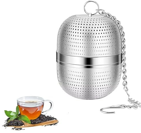 jatimdotin Filtre à Thé, Acier Inoxydable Infuseur Thé, Filtre à Thé en Vrac,Passoire à Thé en Maille de Boule avec Chaîne de Suspension, pour Théière, Mug, Tasse, Bouteille