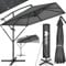 tillvex® Sombrilla de Jardín Rectangular Ø 330 cm con Manivela + Funda con Manivela | Sombrilla con soporte & Protección Viento | Parasol mercado impermeable + Protección UV (Antracita - sin LED)