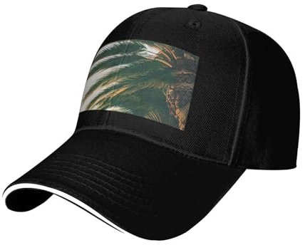 Los Angeles Palmen Print Atmungsaktive Baseballkappe für den Sommer Faltbar Tragbar Verstellbar Unisex Sonnenhut, Schwarz, M/Einheitsgröße