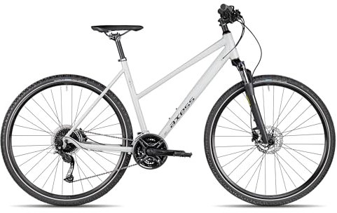 Axess Veris Cross Trapez | Crossbike | Damenfahrrad | 27-Gang Schaltung | Hydraulische Scheibenbremsen, Farbe:matt Grey, Rahmengröße:56 cm