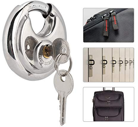 Créquette de Forme Ronde en Acier Inoxydable avec 2 Touches, Cadenas de Disque Ronds, Solide et pour le Sac de Sport de Valise de Boîte à Outils de Gym