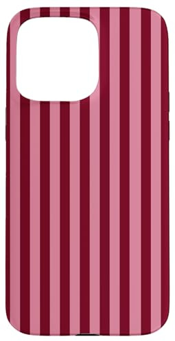 Burgundy and Pink Stripes Geometric Vertical Lines Trendy Case for iPhone 15 Pro Max