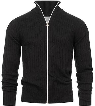 KRONSTADT Herren KSCable Zip Strickjacke mit Stehkragen und Reißverschluss