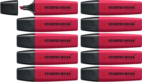 STABILO BOSS ORIGINAL NatureCOLORS Wildflower Edition - Surligneur - lot x10 surligneurs - rouge dahlia