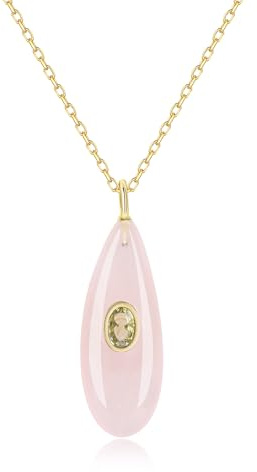 COAI Collier Plaqué Or 18K, Collier Pierre Naturelle Femme, Pendentif Goutte d'Eau
