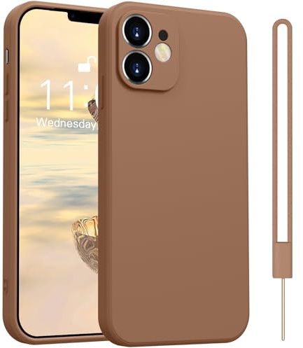 Yoawiful für Handyhülle iPhone 11 Hülle Premium Silikon Kameraschutz Hülle 11 Case mit 1 Lanyard, stoßfest dünn weich Kratzfest Schutzhülle mit Mikrofaser-Futter braun