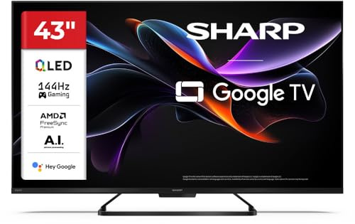 Sharp 43 Pollici QLED 4K Ultra HD Google TV™ Dolby Vision IQ™ Dolby Atmos DTS:X Processore IA 43HR7265E (HR Series)