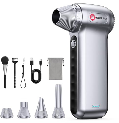 Electric Air Duster 180000RPM, Powerful Cordless Compressed Air Duster with 3-Speed Mini Air Duster Blower, Rechargeable Dust Cleaner for Computer Keyboard, PC, Car, Outdoor & Home Cleaning