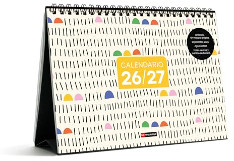 Miquelrius - Calendario Escolar 2026 2027 de Sobremesa A5, 12 Meses