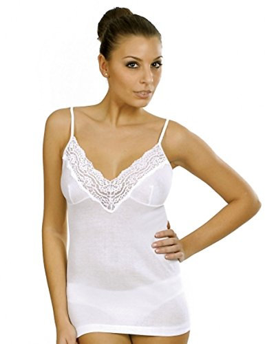 VAJOLET BY SELINA Canottiera Donna Intimo in Cotone Filo di Scozia Spalla Stretta SS5512 Misure 3-4-5-6-7-8 Bianco E Nero (5 XL IT Donna, Bianco)