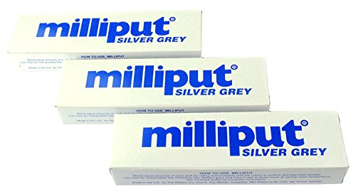 Milliput Epoxid-Knete, Silber/Grau, 113,4 g, 3 Stück