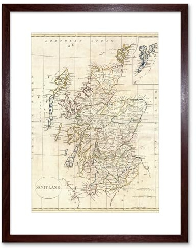 Wee Blue Coo 1799 Clement Cruttwell Map Scotland Vintage Framed Wall Art Print
