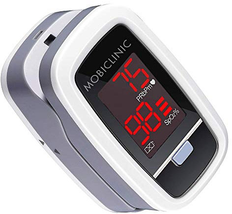 Mobiclinic, Pulsioxímetro de dedo, Px-02, Pantalla oled, Frecuencia cardíaca, Gráfico barras, Marca española, Medidor oxígeno en sangre, Portátil, Fácil usar, Ligero, Preciso, Color plata