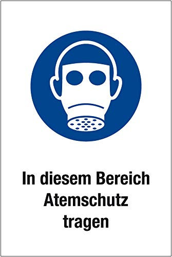 Gebotsschild In diesem Bereich Atemschutz tragen - Kunststoff - 20x30 cm