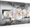 Runa Art Fleurs Orchidée Peinture Tableau Salon XXL Noir Et Blanc Abstrait 120 x 80 cm 3 Parties Decoration Murale 206231c