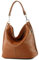 modamoda de - T177 - ital. Damen Schultertasche aus Leder, Farbe:Cognac
