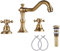 GGStudy Grifo de lavabo de latón antiguo con 2 asas y 3 agujeros de 8 pulgadas, grifo mezclador de lavabo de metal a juego con desbordamiento
