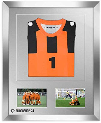 Bildershop-24 Bilderrahmen Trikotrahmen stabil RahmBig Silber Glanz 50 X 70 cm Rahmen für Trikots, Sport Shirts + Passepartout Silber