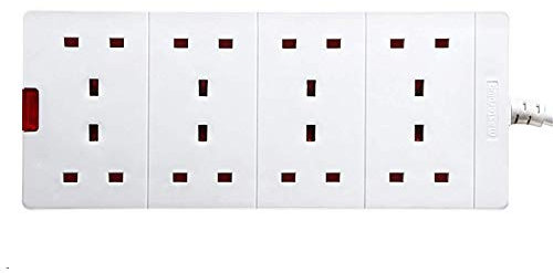 Masterplug BEN210-MP Verlängerungskabel mit 8 Steckdosen, 2 m, Weiß