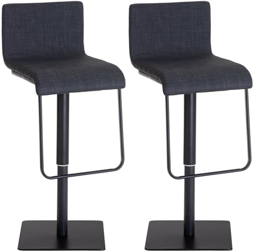 CLP 2er Set Barhocker Limon Mit Stoff-Bezug, Farbe:dunkelgrau, Gestell Farbe:schwarz