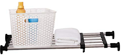 Hershii Mensola espandibile per armadio, regolabile, in metallo, organizer fai da te, separatore, per armadio, cucina, bagno, nero, 60-100 cm