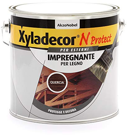 Xyladecor N PROTECT Fondo Impregnante per Legno Esterno a base solvente, Protettivo e Decorativo, Pronto Uso, colore QUERCIA 2,5L, 2.5 L